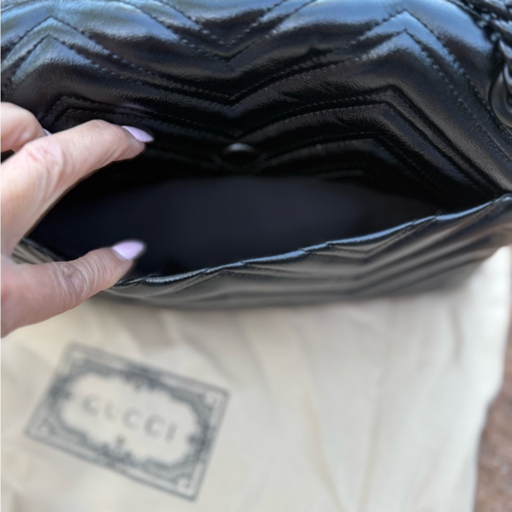 Black GUCCI marmont chevron Quilted shoulder stunning it Bag - Picture 10 of 10